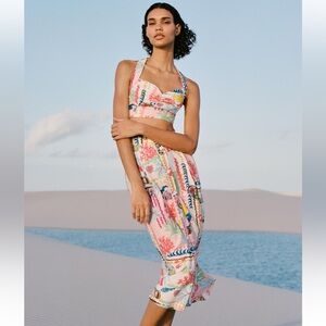 Zara patchwork printed cape skirt and top 2 piece set